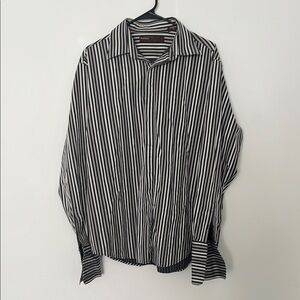 Perry Ellis‎ Black and White Casual Button Down Shirt Size Large